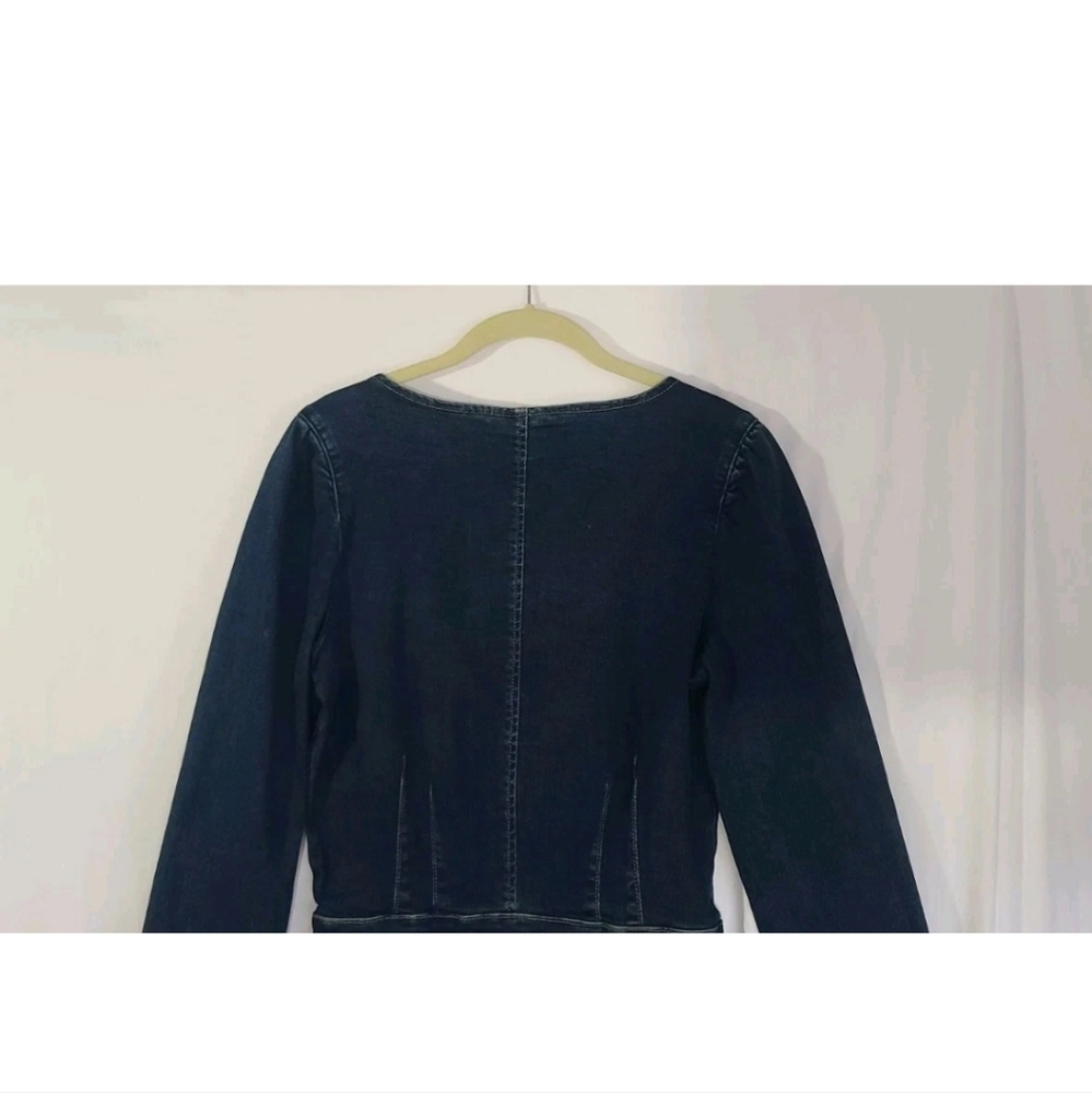 Free People x We the Free CRVY Blue Denim High Society Playsuit Romper US 6 - Picture 10 of 11